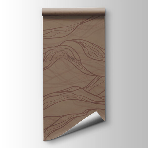Brown wavy lines on a tan surface Brown wavy lines on a tan surface