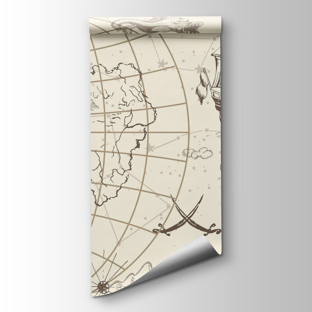 Map of the world and a ship Map of the world and a ship