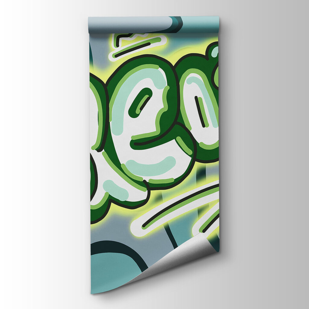 Green and white text Green and white text