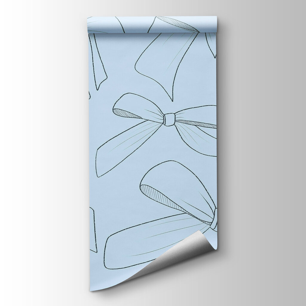 Pattern of bows on a blue background
