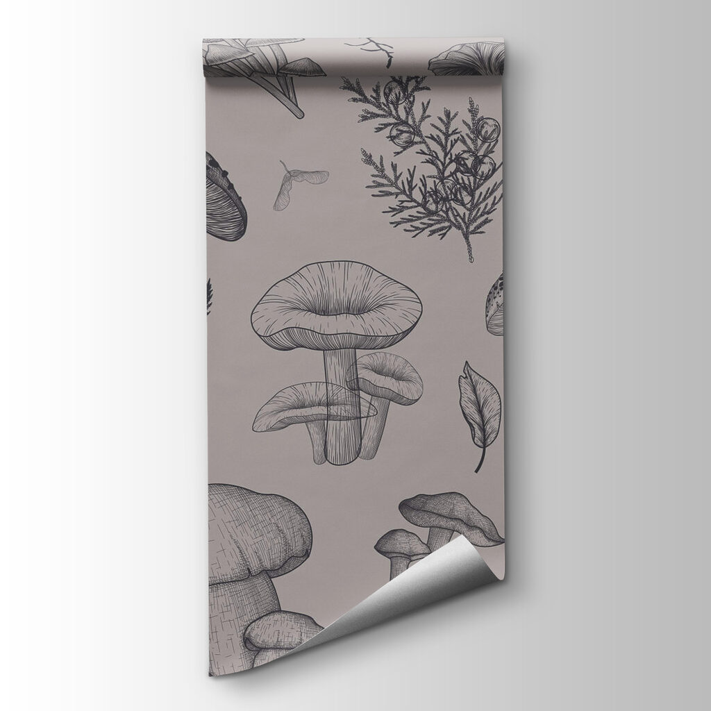 Pattern of mushrooms and leaves Pattern of mushrooms and leaves