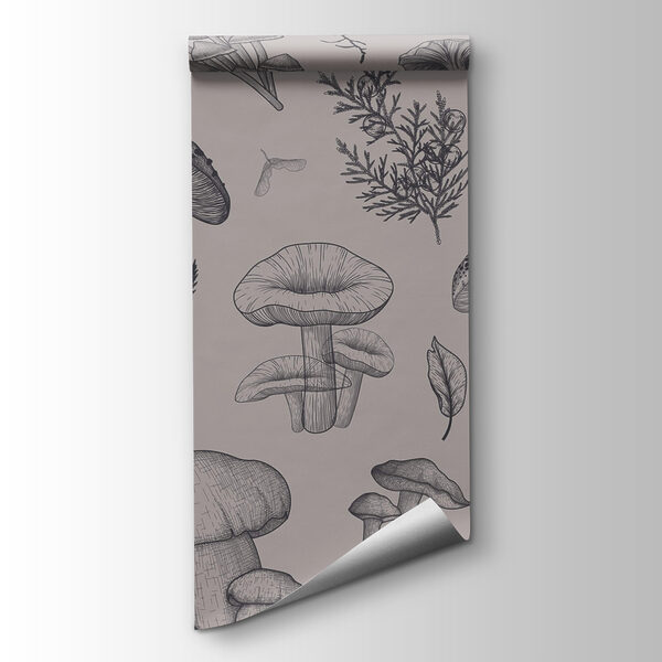 Pattern of mushrooms and leaves Pattern of mushrooms and leaves