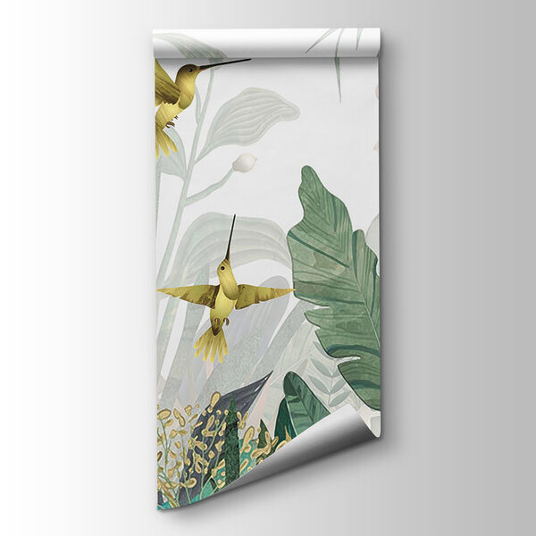 Hummingbirds flying over plants