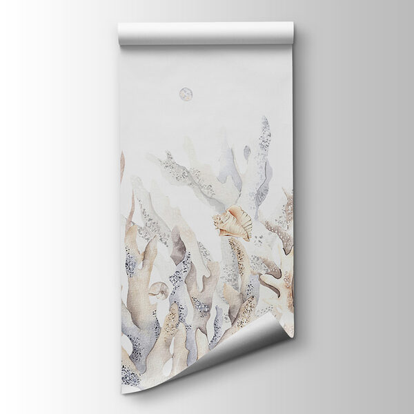 A watercolor of seaweed and shells A watercolor of seaweed and shells