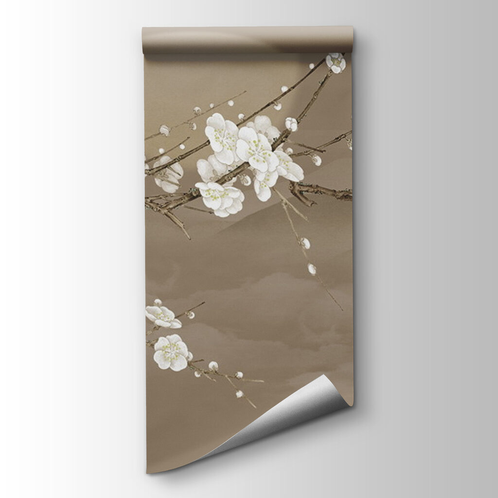 Tree branch with white flowers and a bird on it Tree branch with white flowers and a bird on it