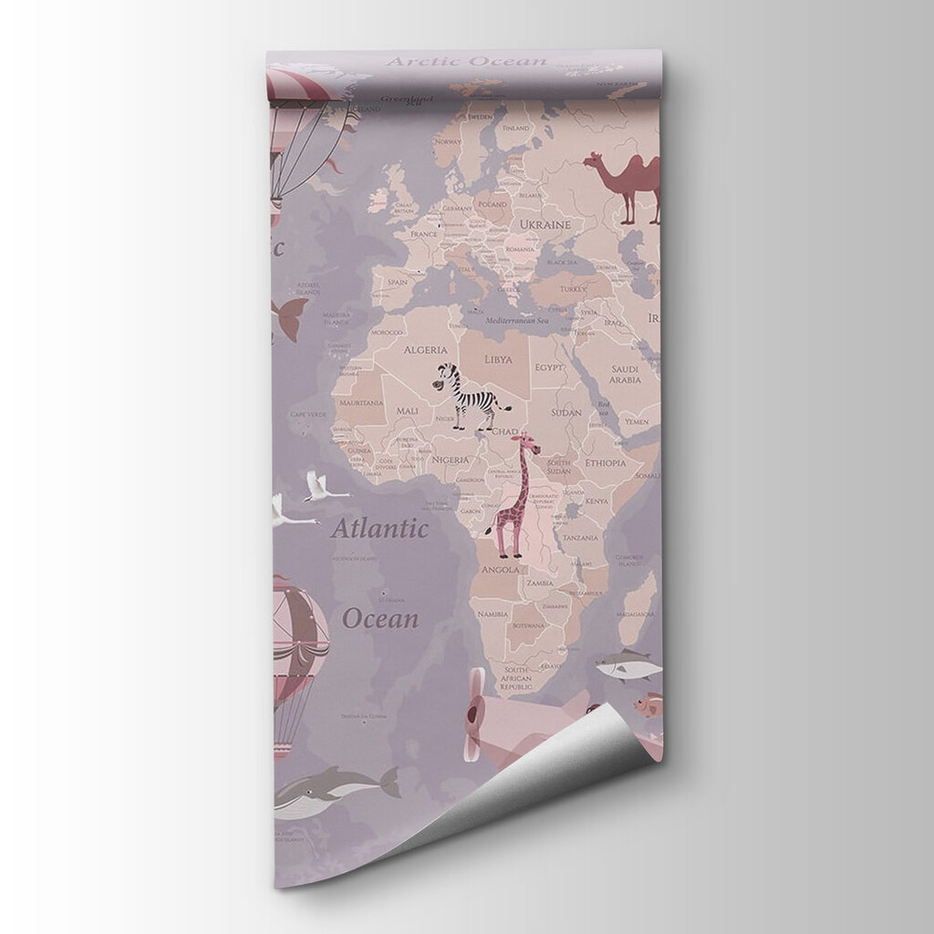 A map of the world with airplanes and hot air balloons A map of the world with airplanes and hot air balloons