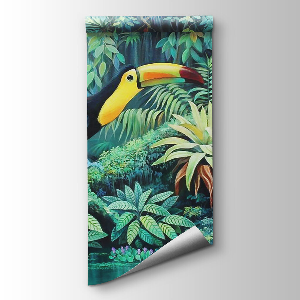 Painting of birds in a forest Painting of birds in a forest