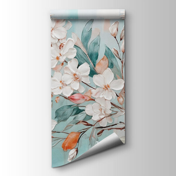 Painting of flowers on a blue background Painting of flowers on a blue background