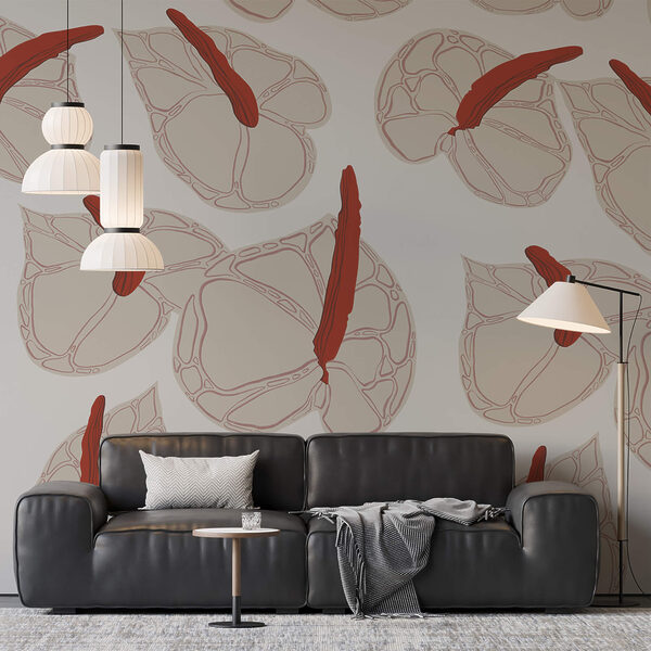 Wall murals Wall murals Pattern of flowers on a white background (SKU: t00406)