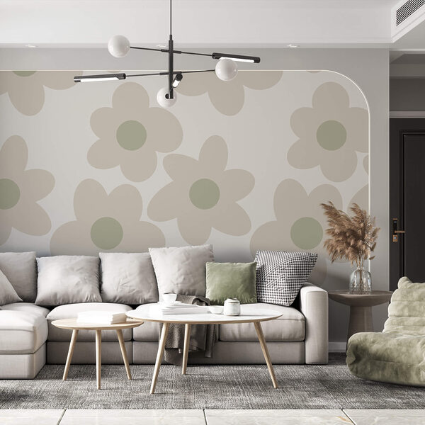 Wall murals Wall murals Pattern of flowers on a white background (SKU: t00404)