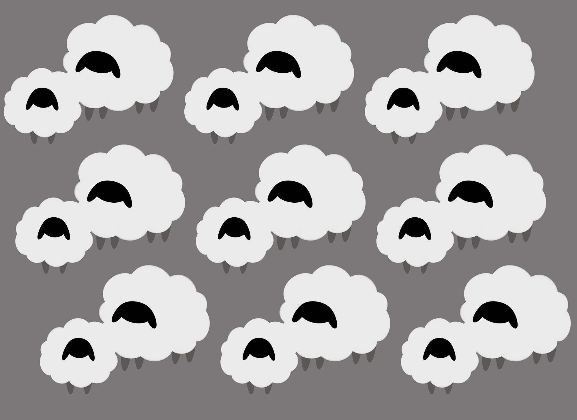 Group of white clouds with black sheep