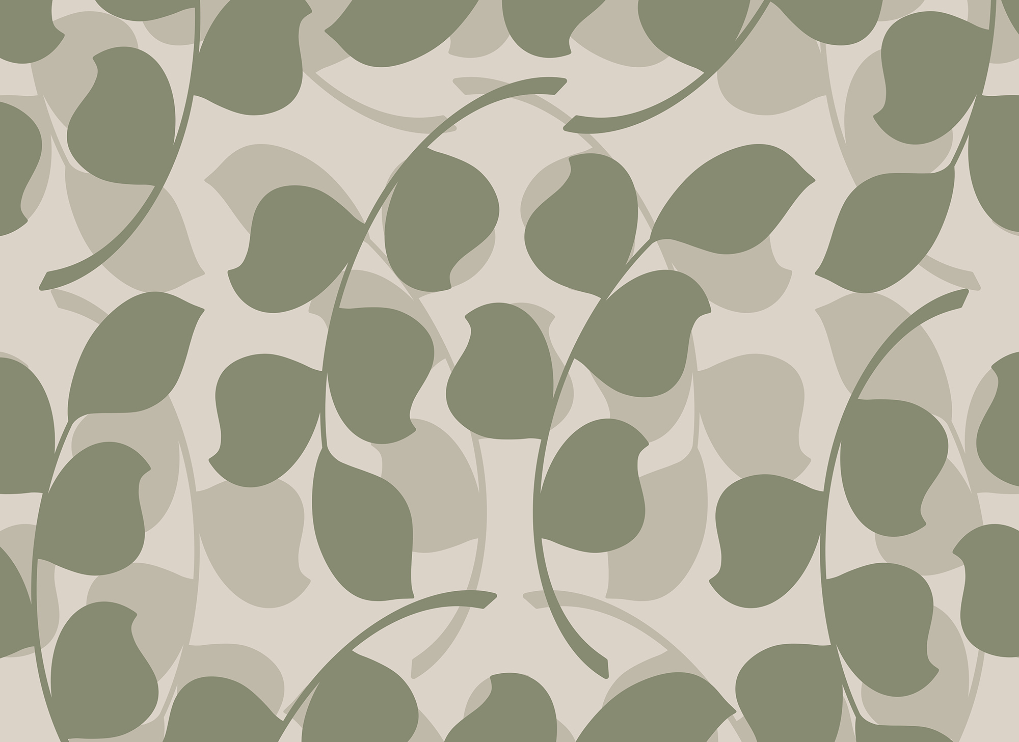 Pattern of leaves on a beige background
