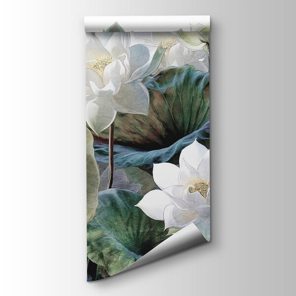 Group of white flowers and green leaves