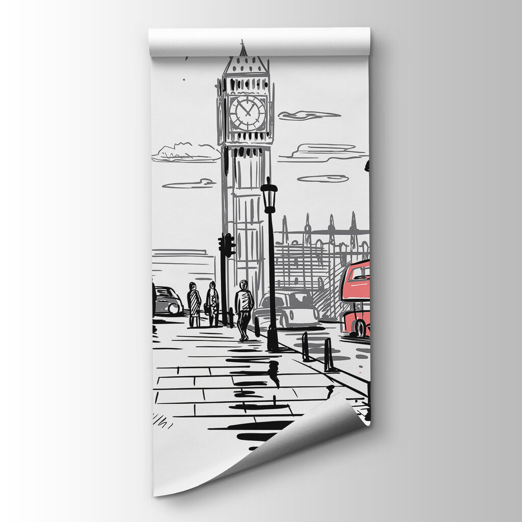 Red telephone booth and a red bus on a street Red telephone booth and a red bus on a street