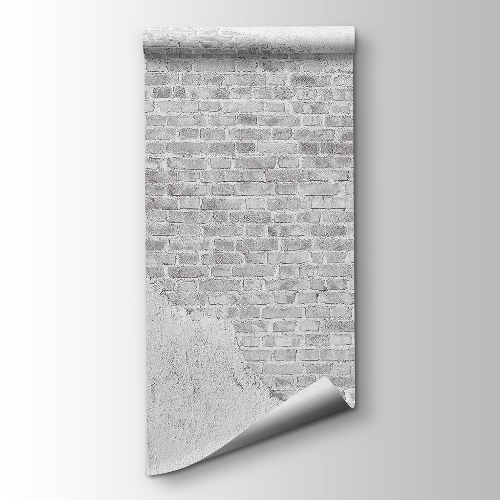 White brick wall with a white stain