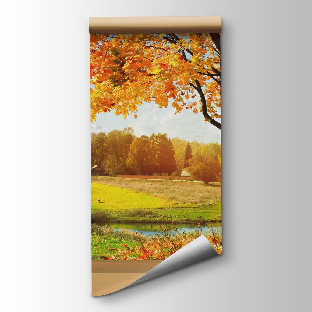 Window with trees and a river