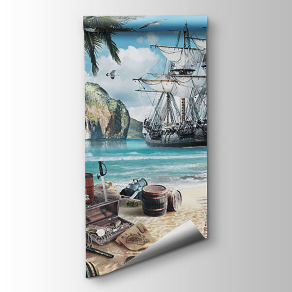Painting of a ship on a beach Painting of a ship on a beach