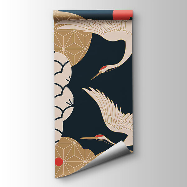 Art of cranes flying in the sky