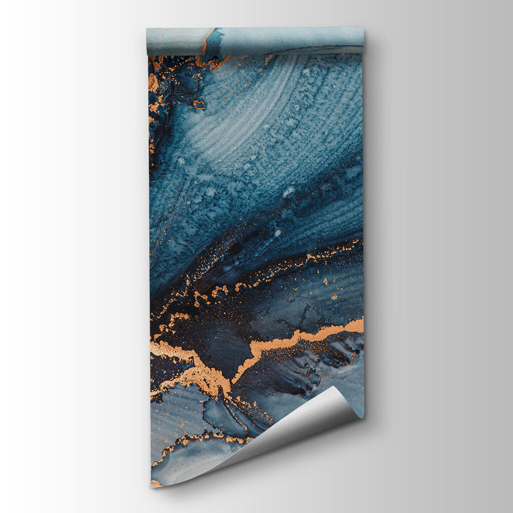 Azure currents mingling with metallic lines