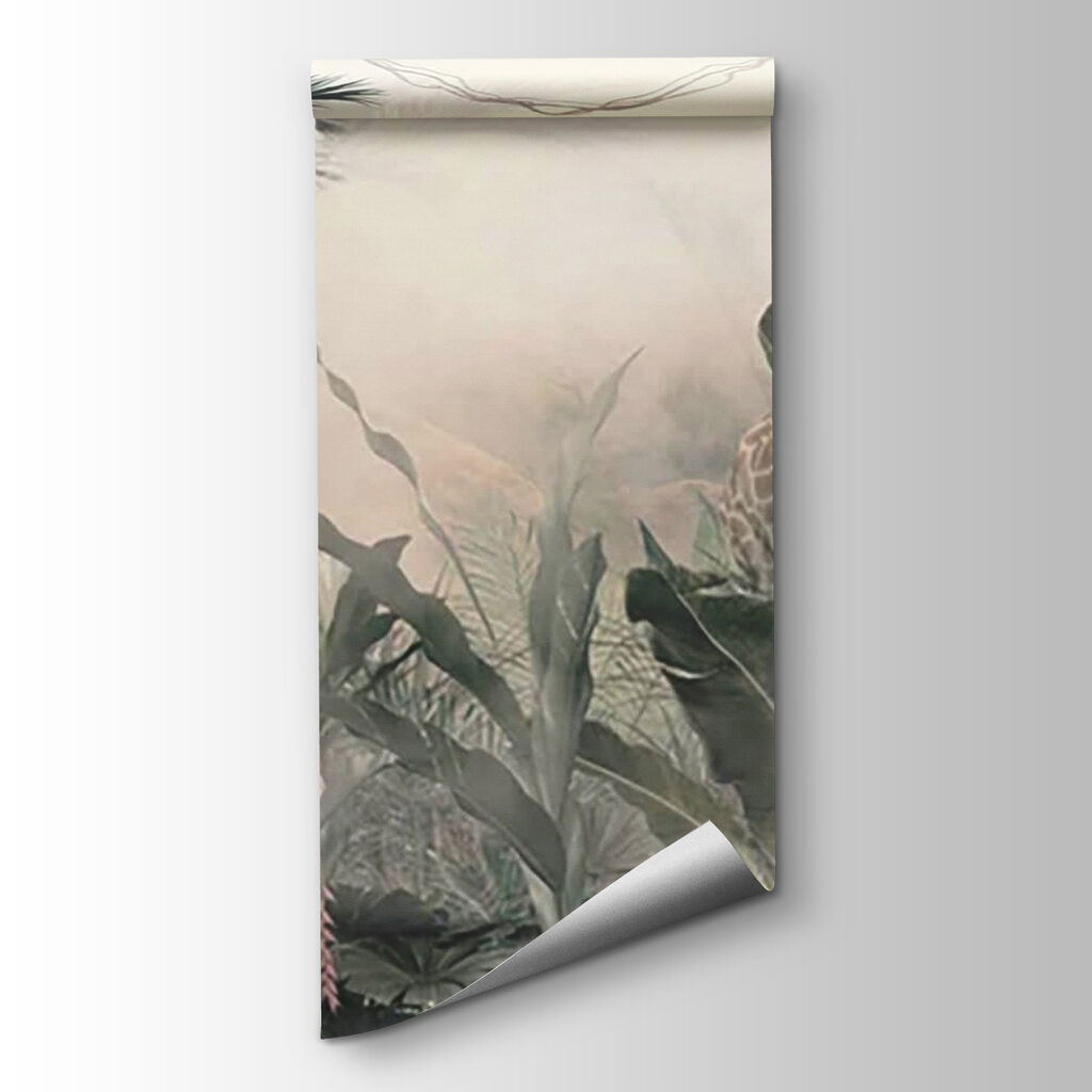 Giraffes in a forest with trees and plants