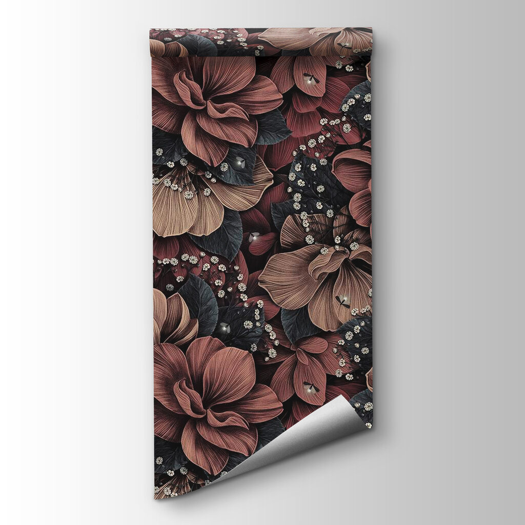 Group of flowers with small white and black leaves