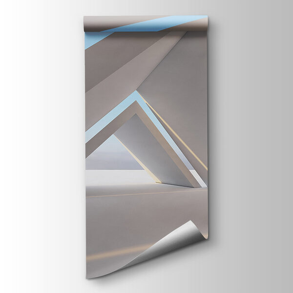 White room with triangular shapes White room with triangular shapes