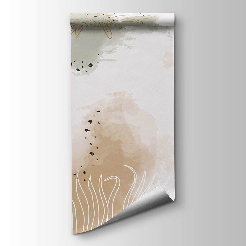 Abstract leaves with soft watercolor tones