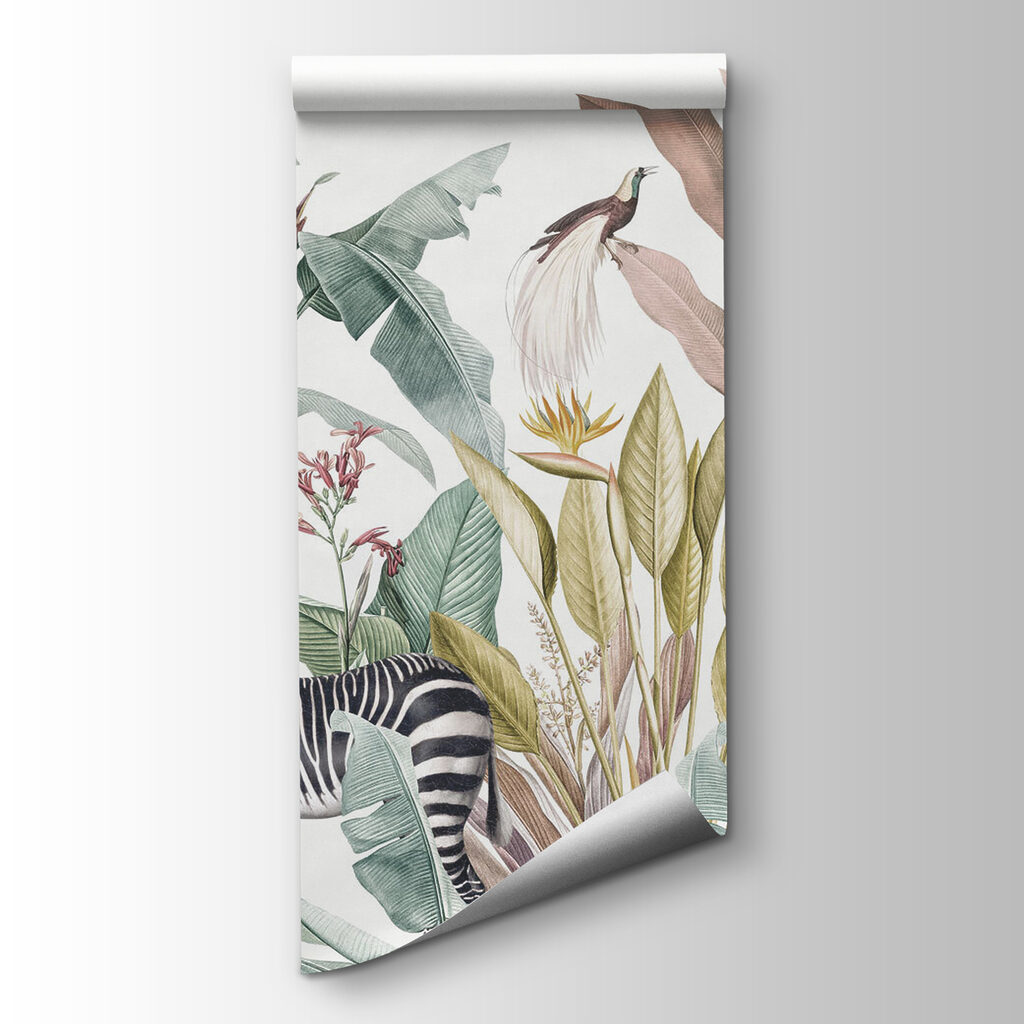 Wallpaper with zebras and birds Wallpaper with zebras and birds