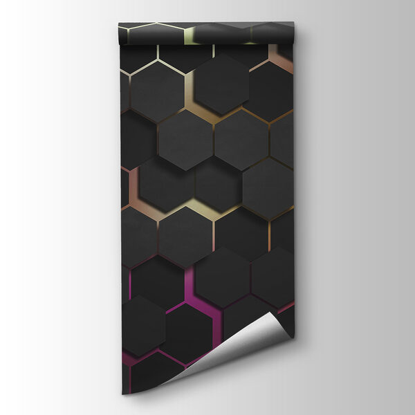 A group of black hexagons