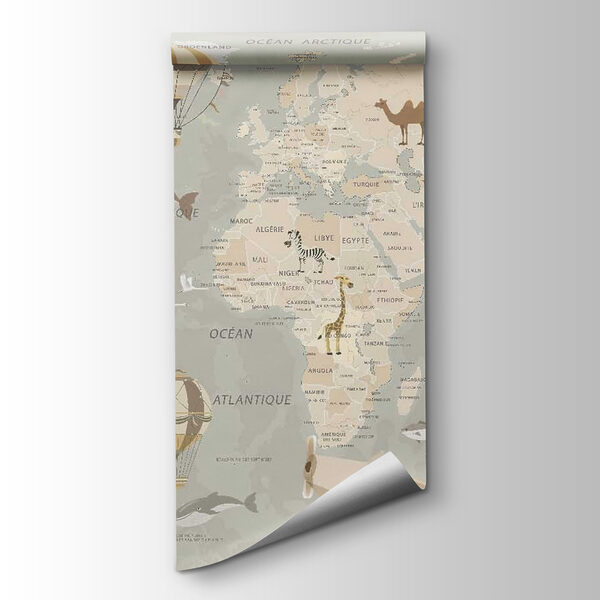 Map of the world with airplanes and hot air balloons Map of the world with airplanes and hot air balloons