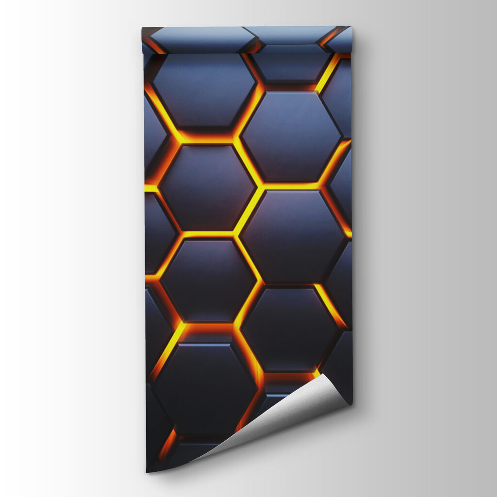 Black hexagons with orange lights Black hexagons with orange lights