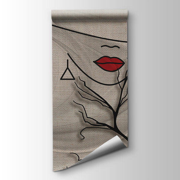 Drawing of a woman's face and a tree