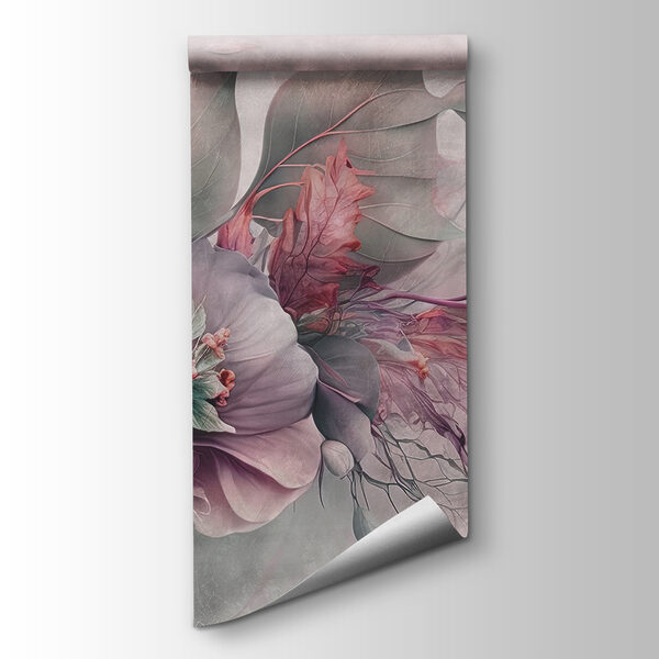 A painting of flowers and leaves A painting of flowers and leaves