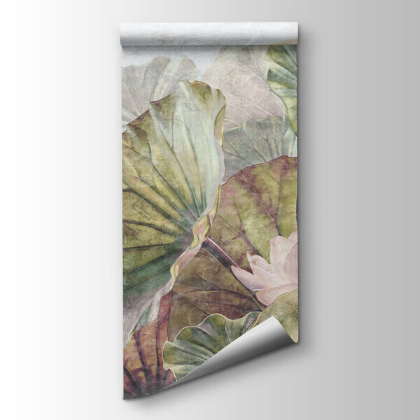 Delicate water lily leaves and blossoms