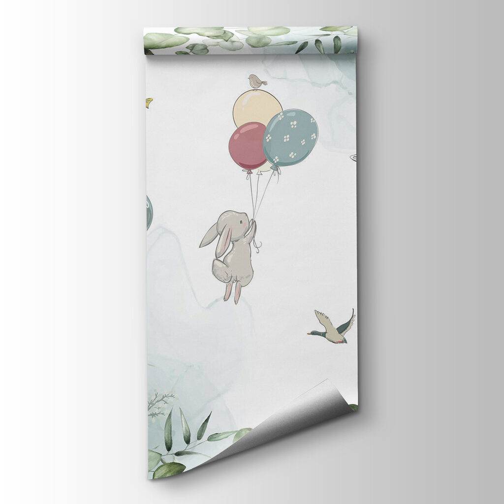 Group of bunnies holding balloons