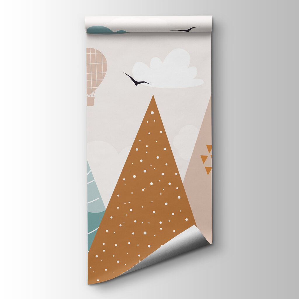 Landscape with trees and hot air balloons