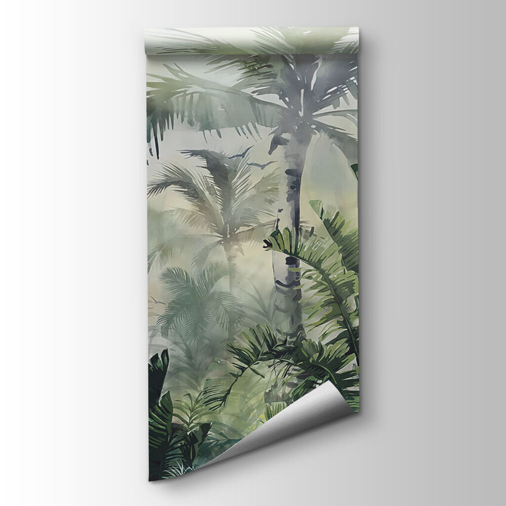 Foggy forest with palm trees Foggy forest with palm trees