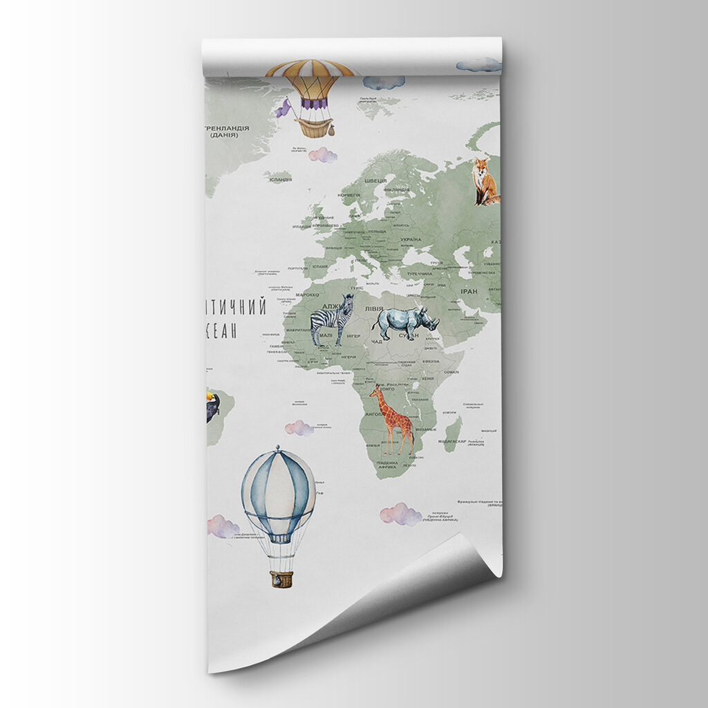 Map of the world with animals and words Map of the world with animals and words