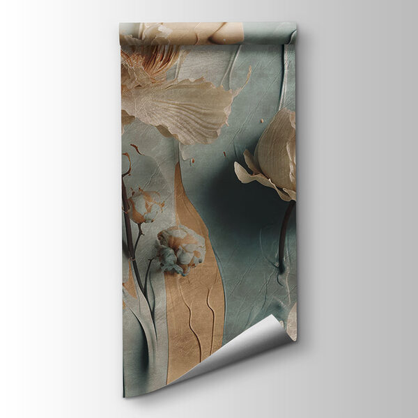 White flowers on a blue and white background White flowers on a blue and white background