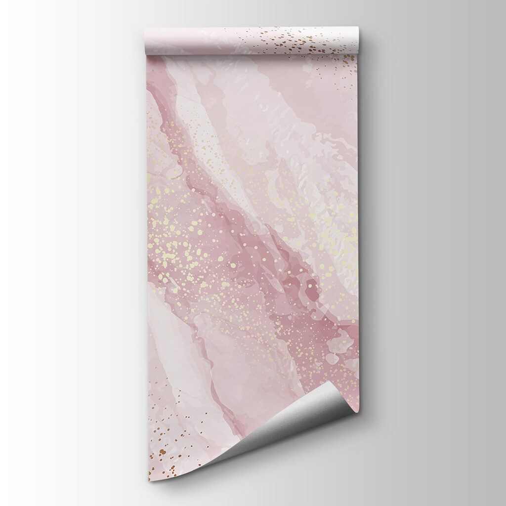 Shimmering blush mountain landscape art