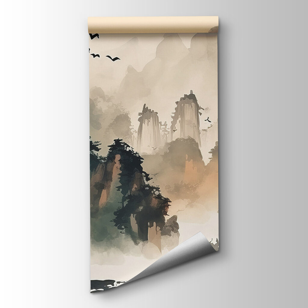 Painting of mountains and trees Painting of mountains and trees