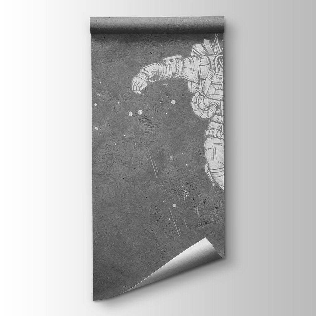 Drawing of an astronaut on a skateboard Drawing of an astronaut on a skateboard