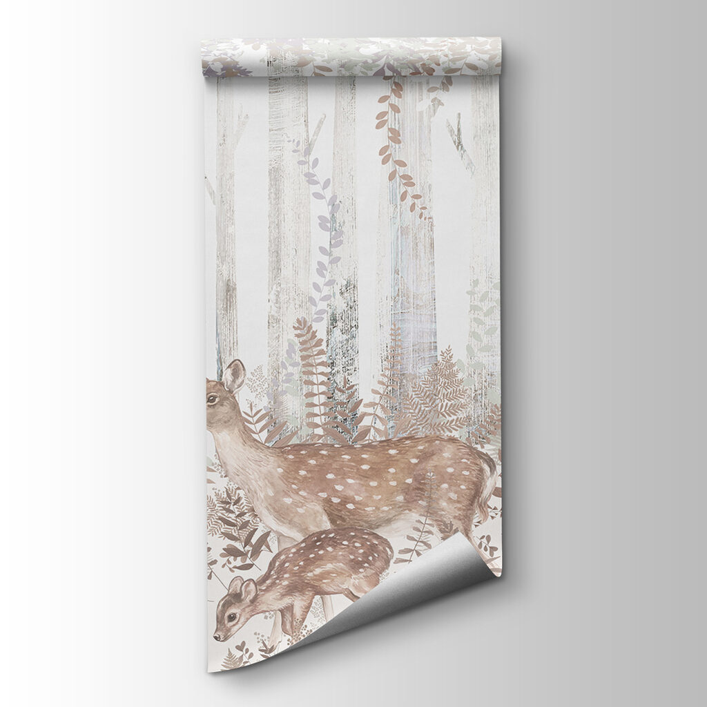 A group of deer in a forest A group of deer in a forest