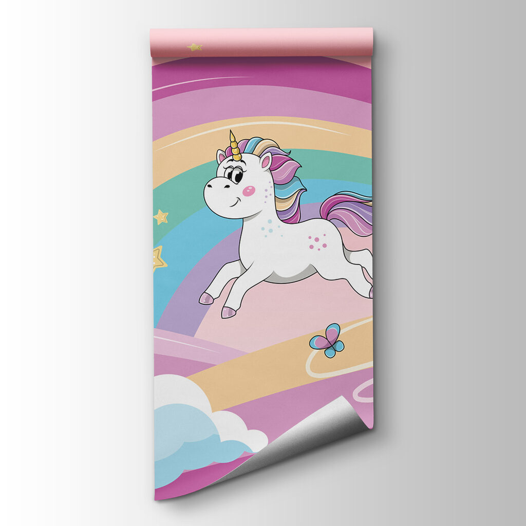 A cartoon unicorns and a rainbow A cartoon unicorns and a rainbow