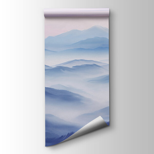 A landscape of mountains with fog A landscape of mountains with fog