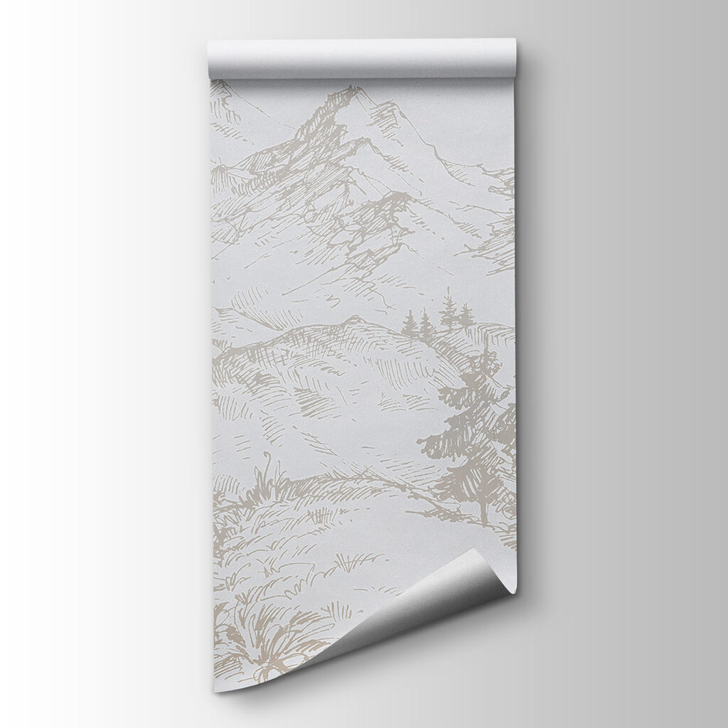 A drawing of a road and trees A drawing of a road and trees