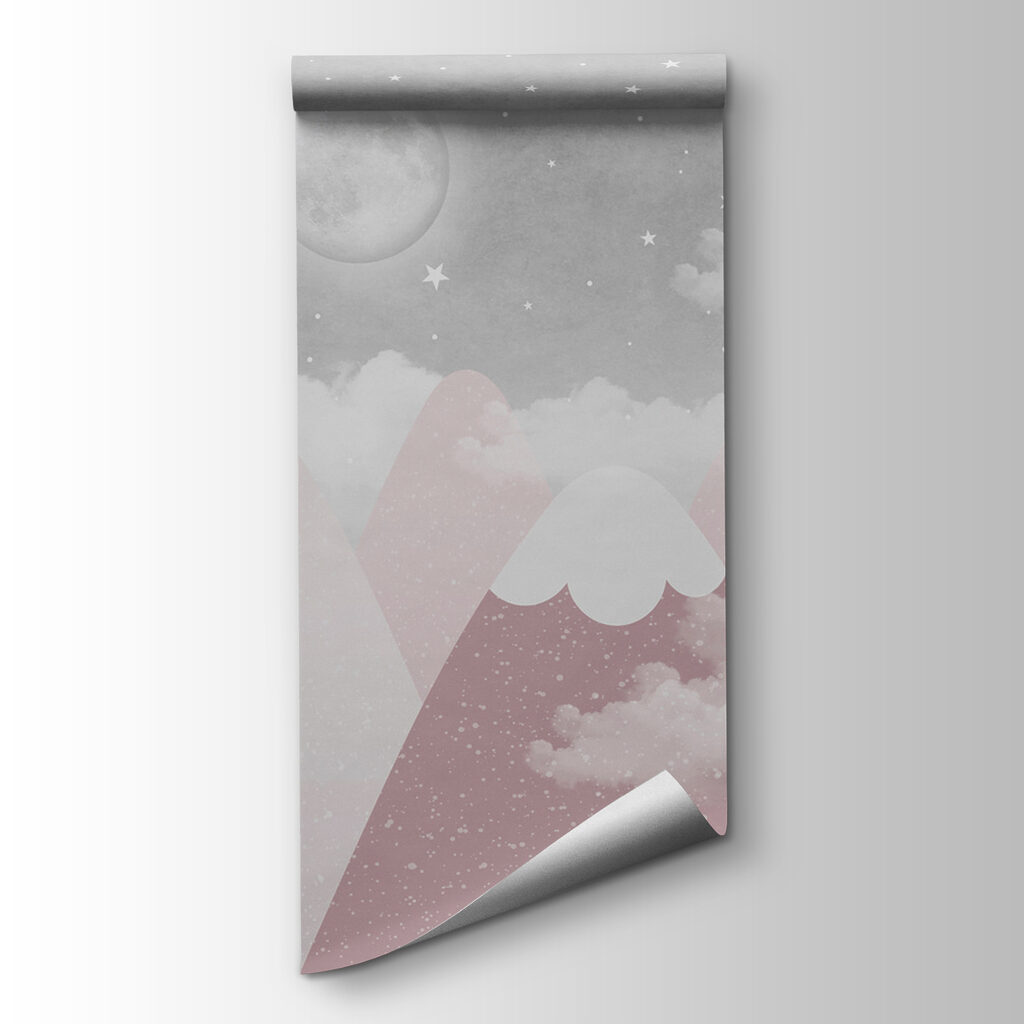 A moon over mountains and clouds