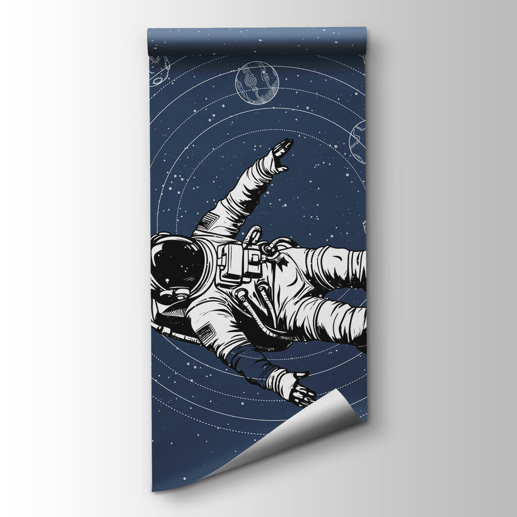 An astronaut floating in space