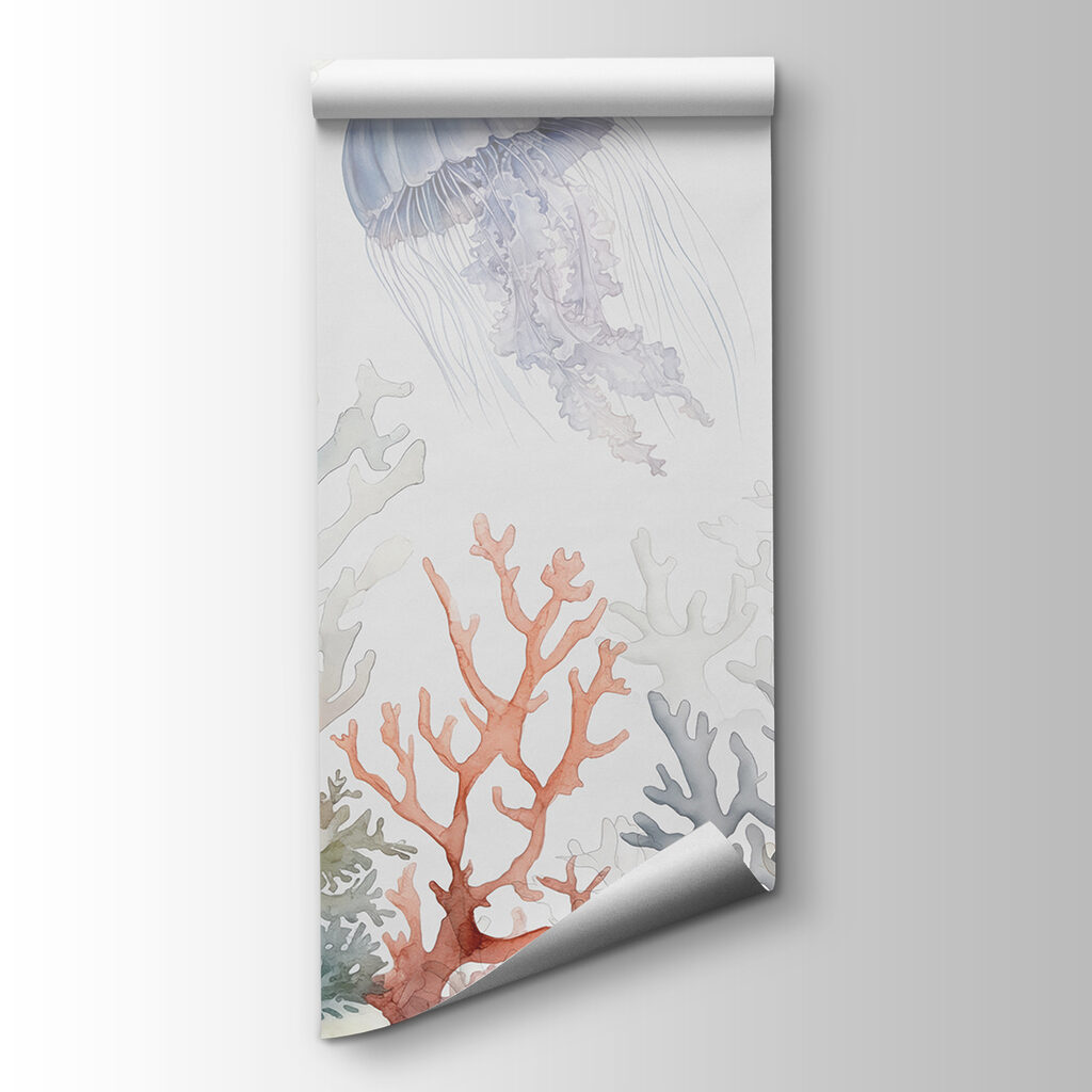 A group of jellyfish and corals A group of jellyfish and corals