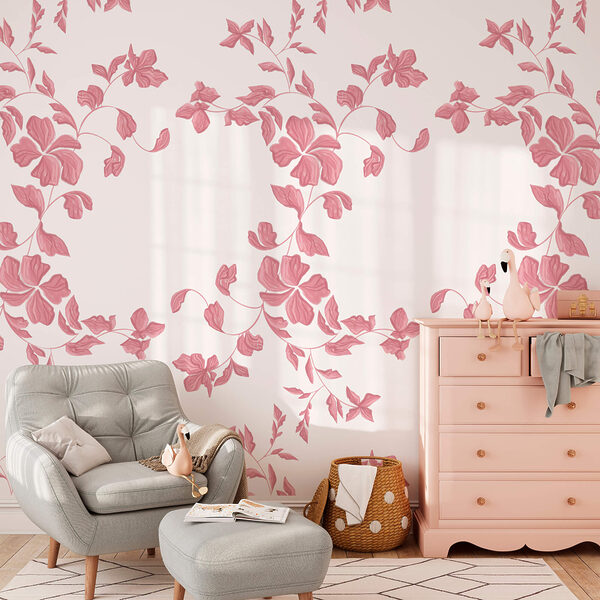 Wall murals Wall murals Pattern of pink flowers (SKU: t00430)